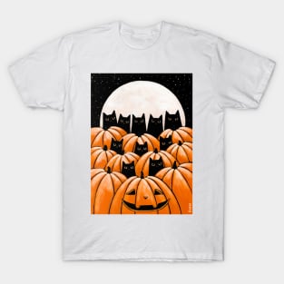 Black Cats in the Pumpkin Patch T-Shirt